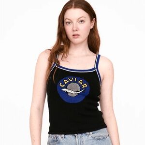 Rachel Antonoff Black Knit Caviar Top